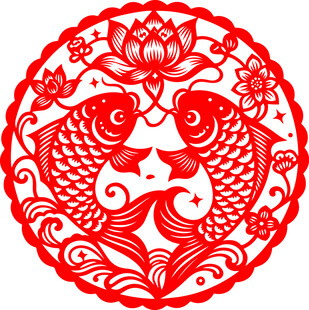 连年有余双鱼剪纸