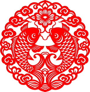年年有余双鱼剪纸