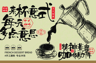 意式咖啡复古手绘海报