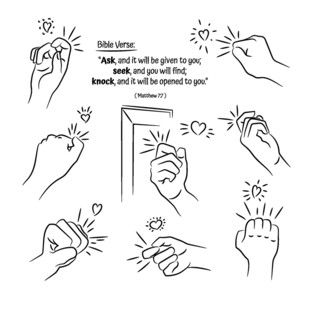 敲门手势线描图