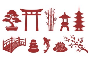 和风剪影素材