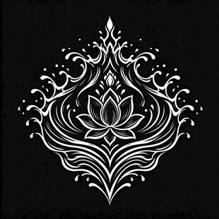黑白莲花装饰纹样