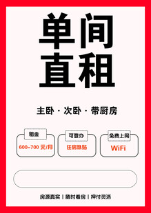 单间直租招租海报