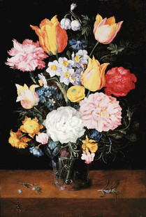 瓶中花卉静物油画