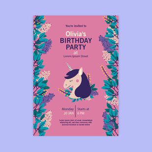 独角兽生日派对海报