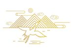 中式线条画复古山水画